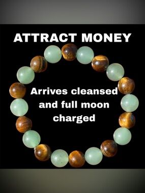 Tigers Eye and Green Aventurine Money Attracting Bracelet for Wealth